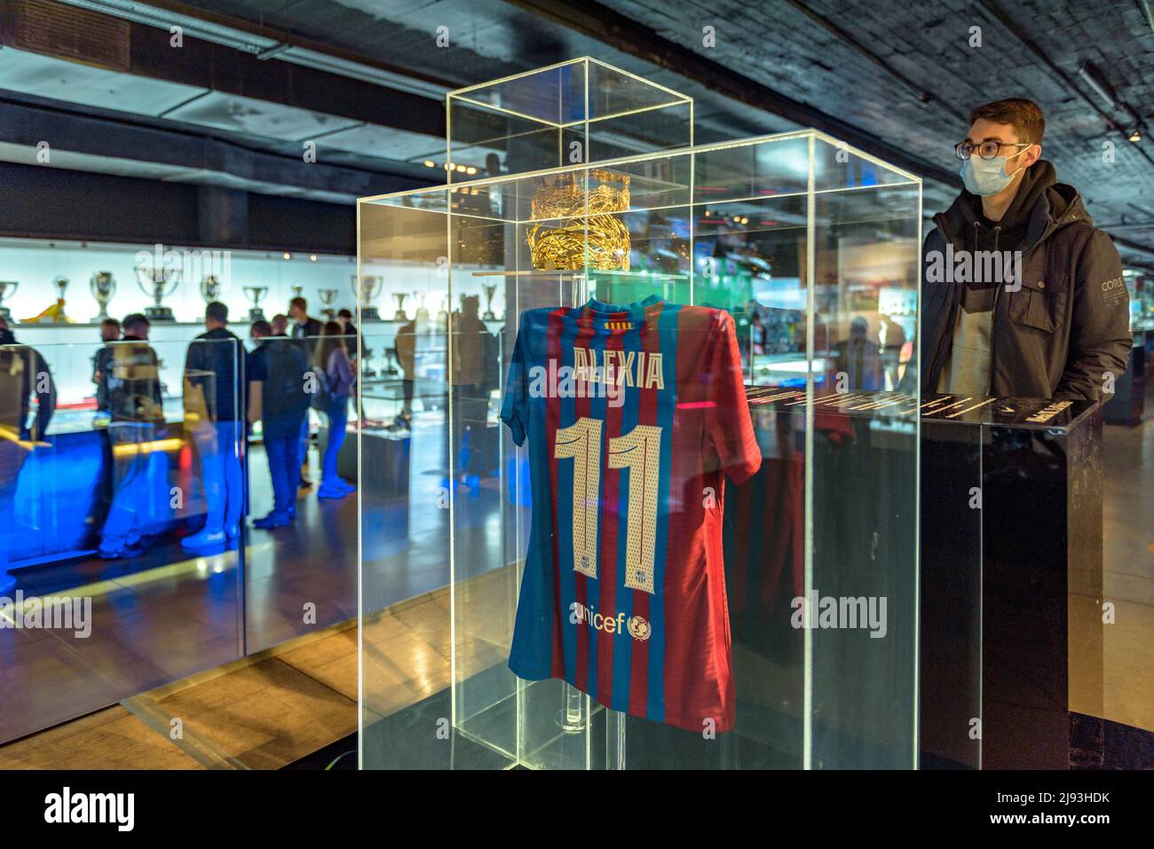 FC Barcelona Museum, in the Camp Nou stadium. Alexia Putellas T-shirt (Barcelona, Catalonia, Spain)  ESP: Museo del FC Barcelona, en el Camp Nou Stock Photo