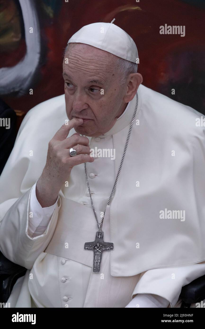 Rome, Italy. 19 May 2022. Pope Francis during the launch of the 'Scholas Occurrentes', international educational movement at the Pontifical Urbaniana University. Credit: Maria Grazia Picciarella/Alamy Live News Stock Photo