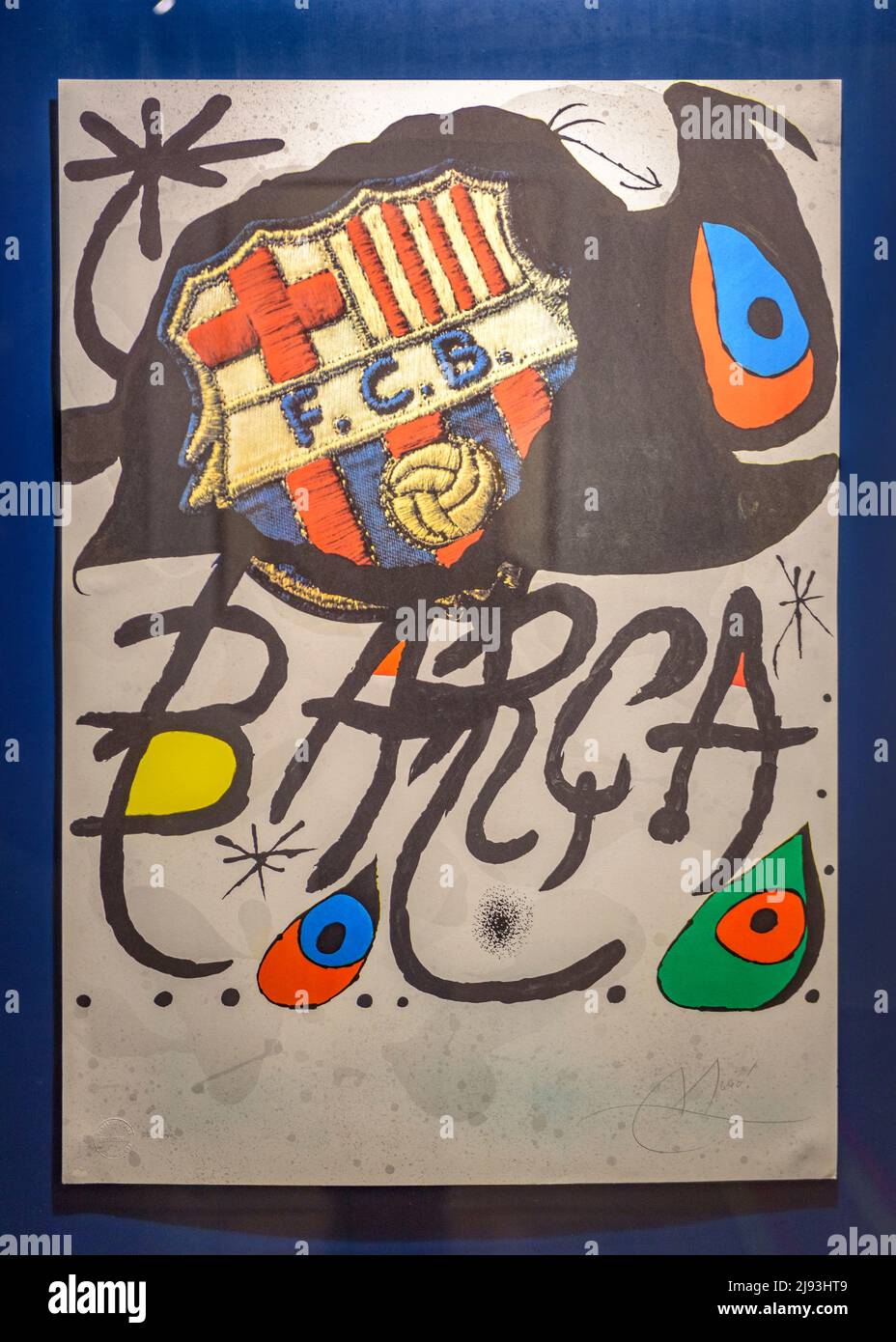 FC Barcelona Museum, in the Camp Nou stadium. Barça commemorative paintings (Barcelona, Catalonia, Spain)  ESP: Museo del FC Barcelona, en el Camp Nou Stock Photo