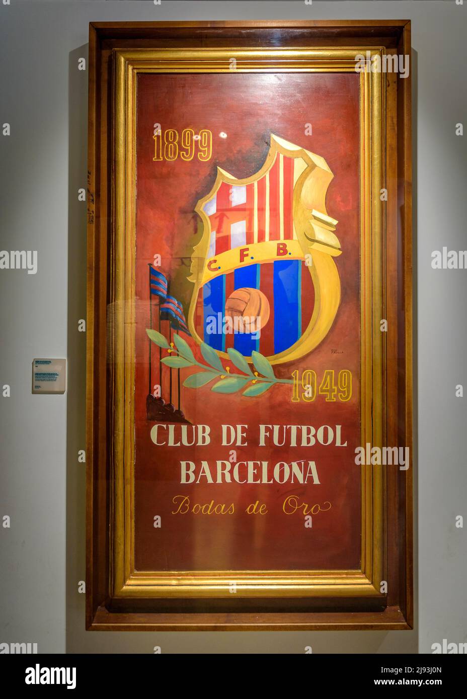 FC Barcelona Museum, in the Camp Nou stadium. Barça commemorative paintings (Barcelona, Catalonia, Spain)  ESP: Museo del FC Barcelona, en el Camp Nou Stock Photo