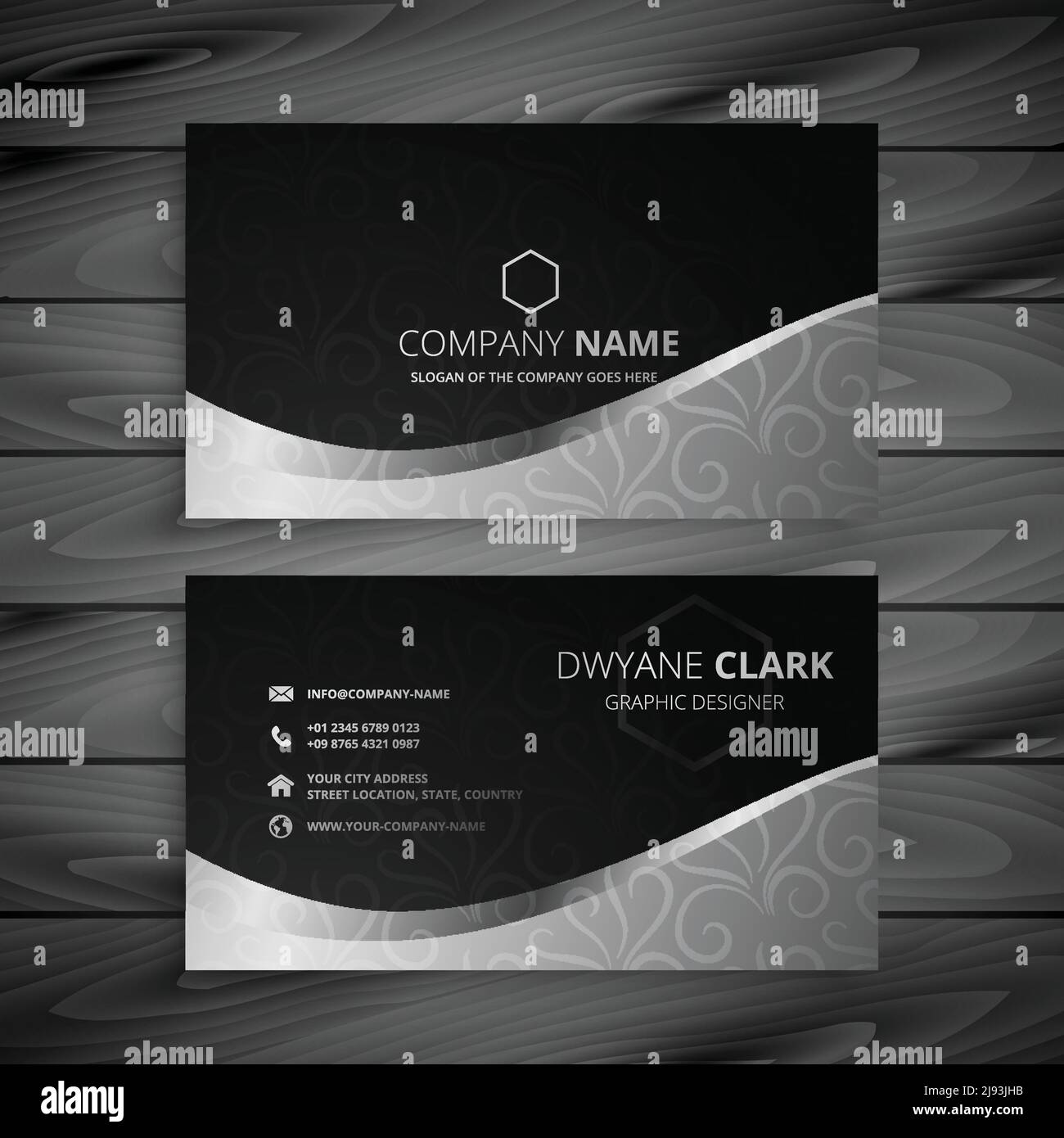 stylish black and gray wave business card design Stock Vector Image