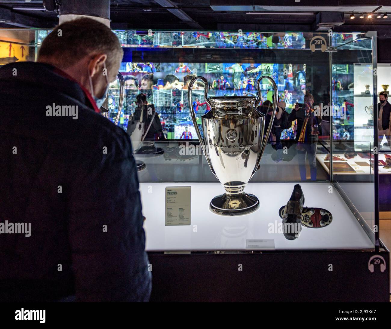 FC Barcelona Museum, in the Camp Nou stadium. Champions Cup (Barcelona, Catalonia, Spain)  ESP: Museo del FC Barcelona, en el Camp Nou. Copa Champions Stock Photo