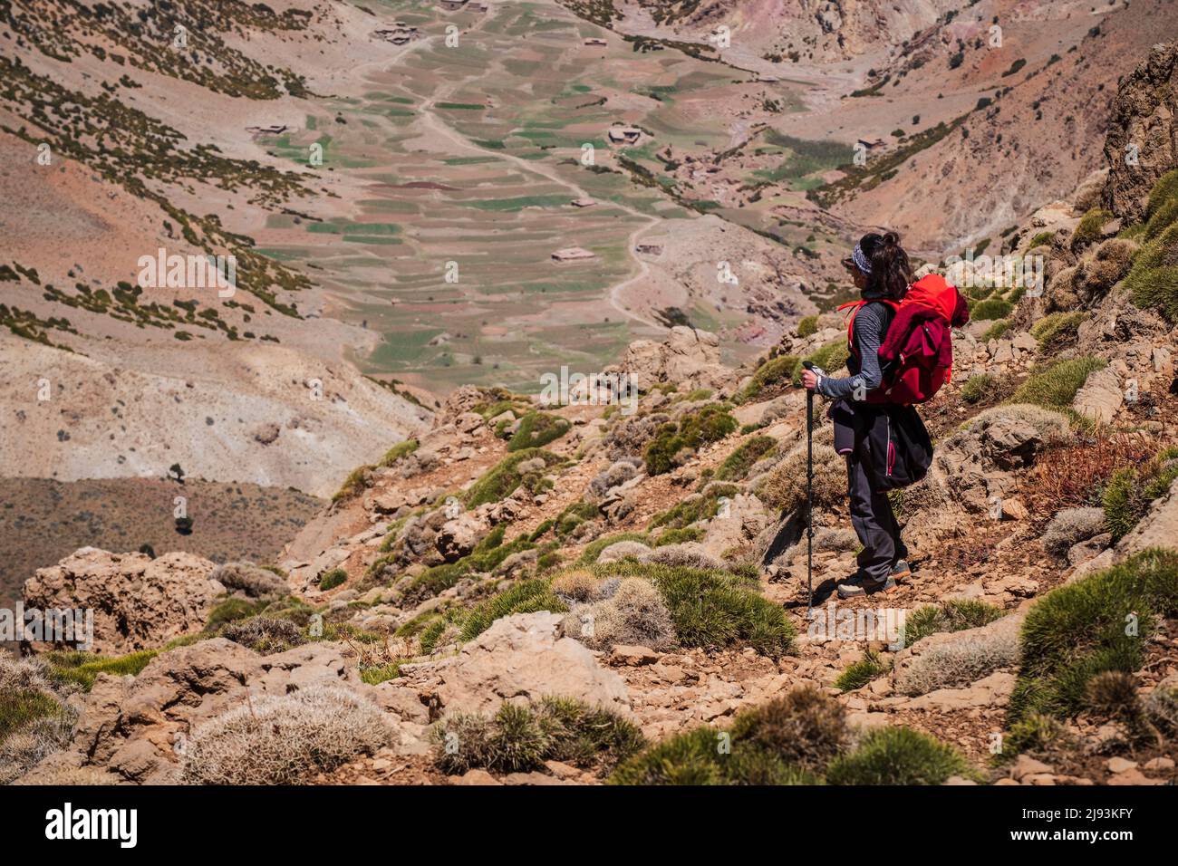 trail to Azib Ikkis via Timaratine, MGoun trek, Atlas mountain range, morocco, africa Stock Photo