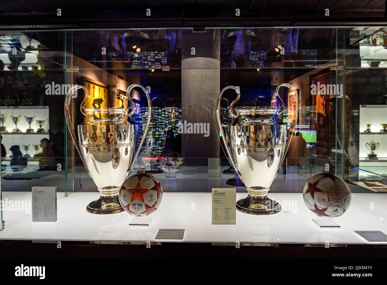 FC Barcelona Museum, in the Camp Nou stadium. Champions Cup (Barcelona, Catalonia, Spain)  ESP: Museo del FC Barcelona, en el Camp Nou. Copa Champions Stock Photo