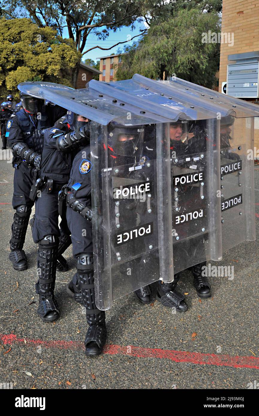 Western Australia Police riot training in action. Stock Photo