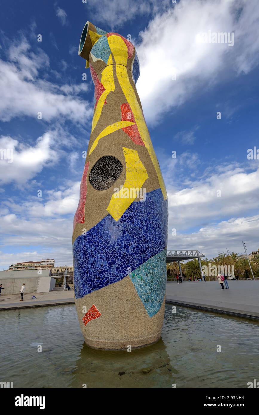 Sculpture "Dona i Ocell" (Woman and Bird) by Catalan artist Joan Miró, in Barcelona (Barcelona