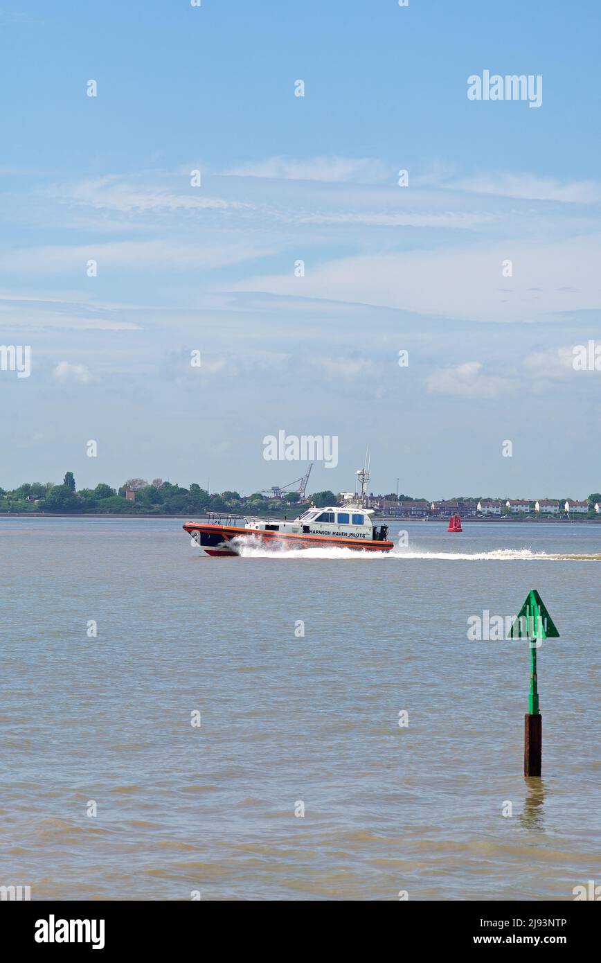 Harwich Haven Pilot St Christopher leaving Harwich Haven on pilotage operations. Stock Photo
