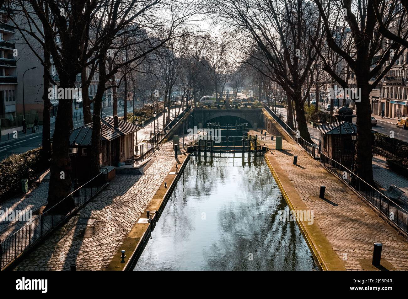 Canal Saint-Martin on a winter day, Paris, France Stock Photo