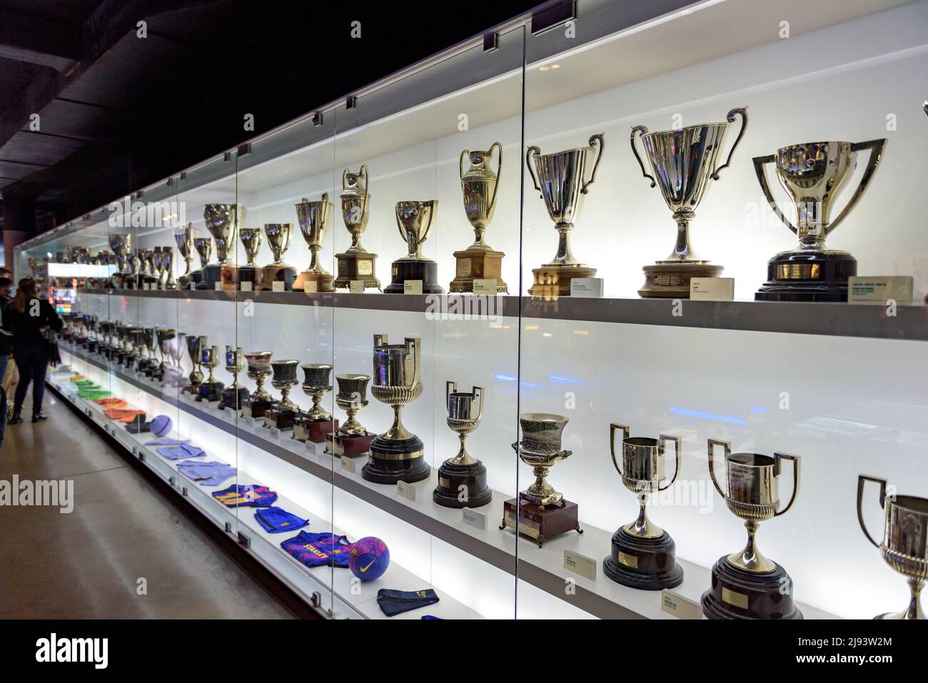 Trophies in the FC Barcelona Museum, in the Camp Nou stadium (Barcelona, Catalonia, Spain)  ESP: Trofeos en el Museo del FC Barcelona, en el Camp Nou Stock Photo