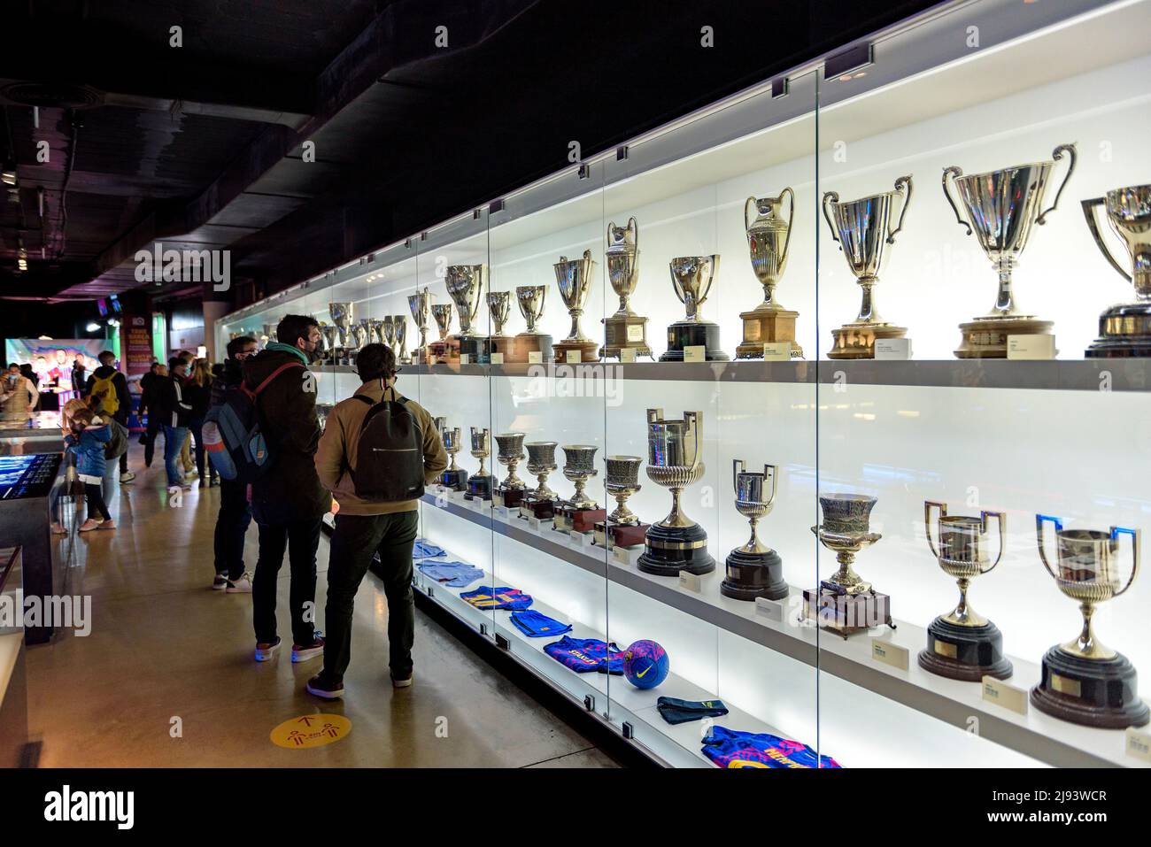 Trophies in the FC Barcelona Museum, in the Camp Nou stadium (Barcelona, Catalonia, Spain)  ESP: Trofeos en el Museo del FC Barcelona, en el Camp Nou Stock Photo