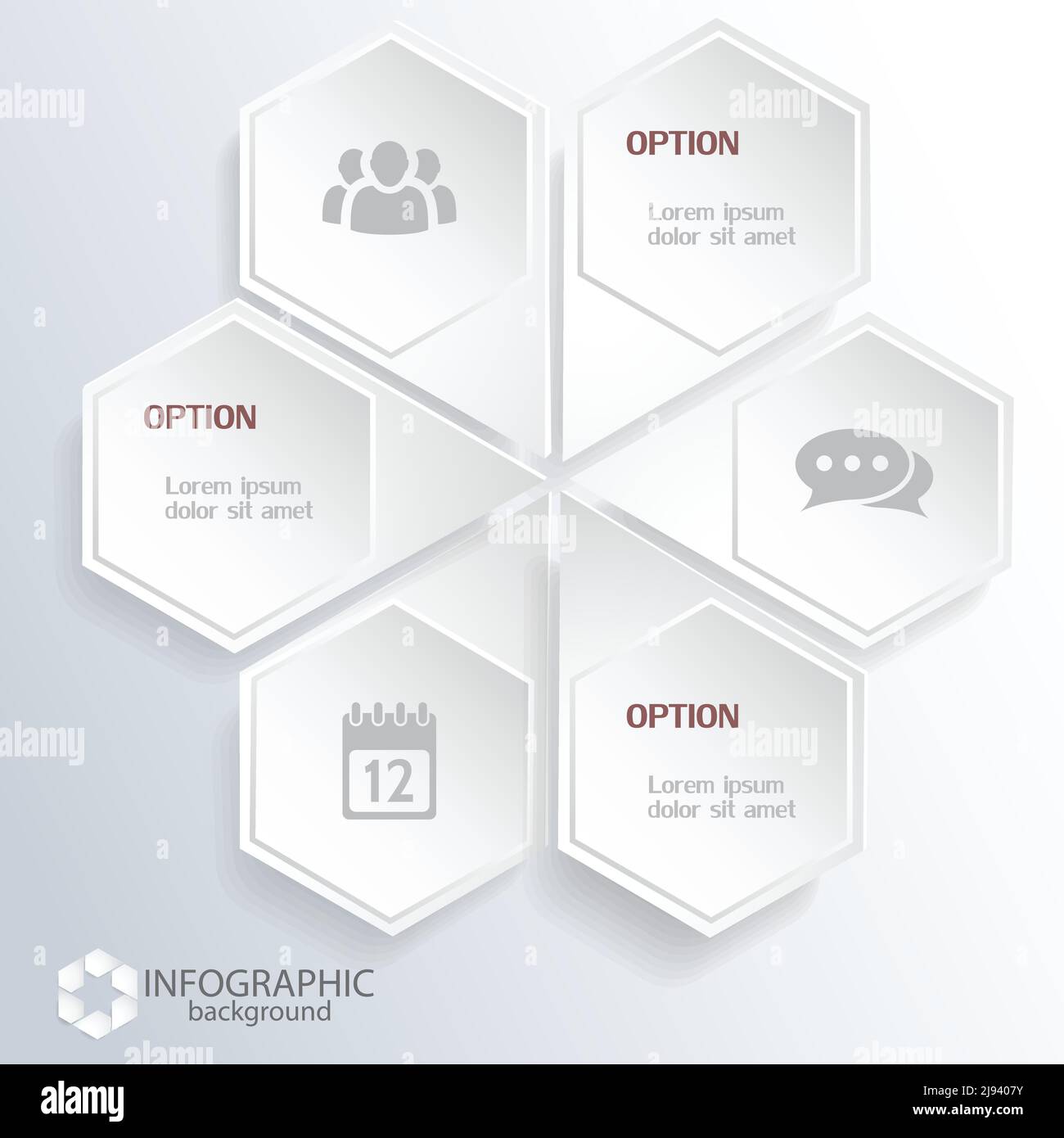 Business hexagonal infographics with light web elements and icons on ...