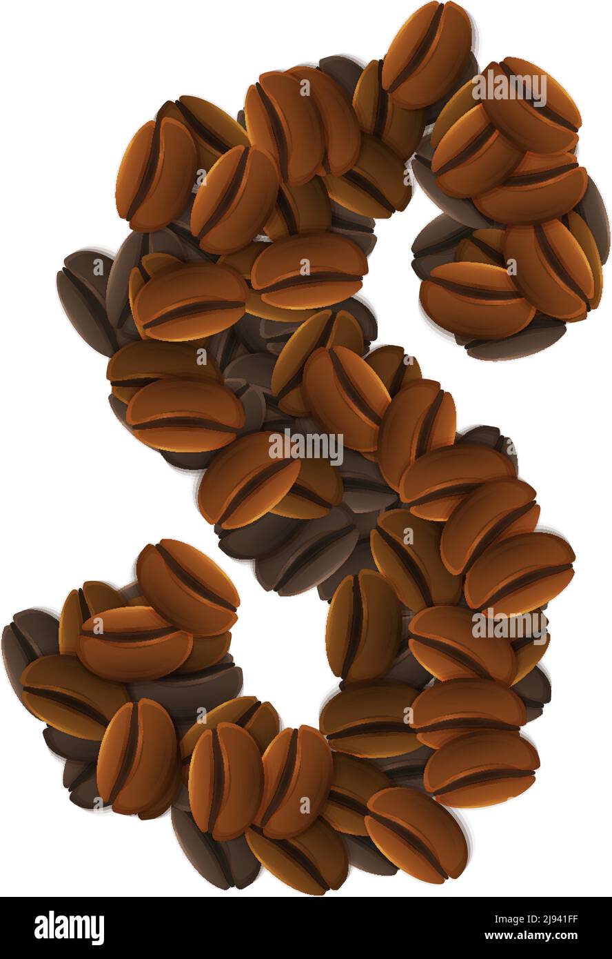Letter Design Icon Object with S made of coffee beans isolated vector illustration Stock Vector