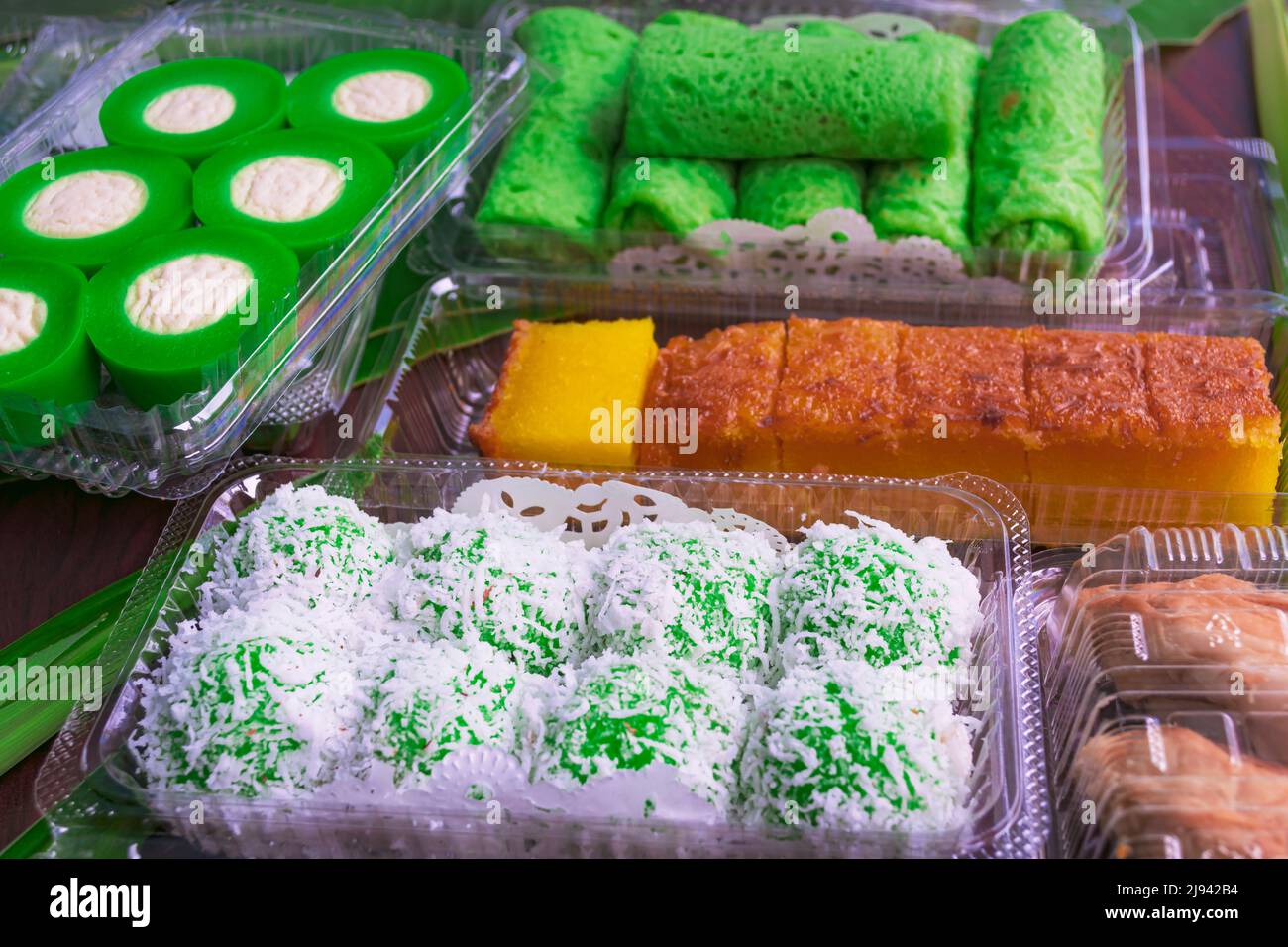 Malaysia popular assorted sweet dessert or simply known as kuih. Stock Photo