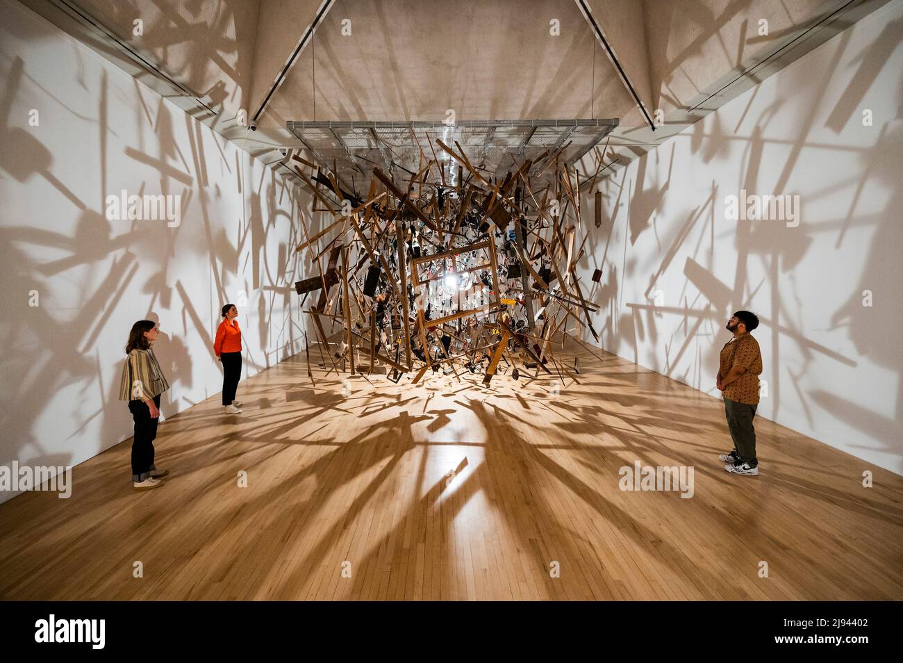 London, UK. 20th May, 2022. Cold Dark Matter: An Exploded View (exploded  garden shed installation) - Cornelia Parker at the Tate Britain - the first  major survey of her works in London.