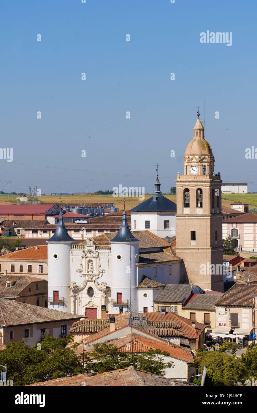 view of the church of Rueda, Valladolid Stock Photo