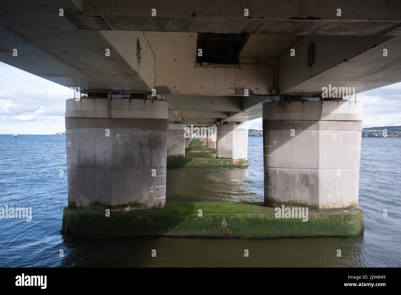 Concrete piers of the Tay Road Bridge Stock Photo
