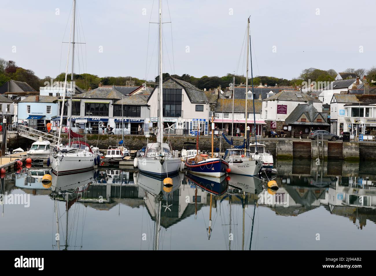 Padstow Harbour with Boats and People Cornwall England uk Stock Photo