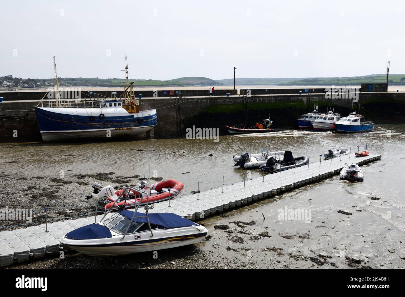 Padstow Harbour with Boats and People Cornwall England uk Stock Photo