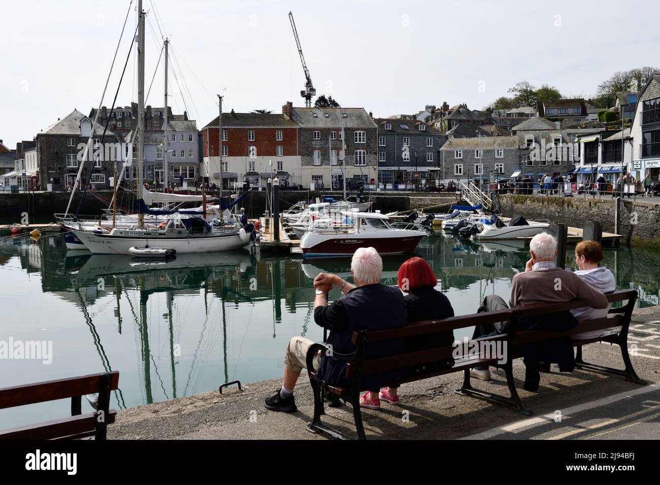 Padstow Harbour with Boats and People Cornwall England uk Stock Photo Alamy