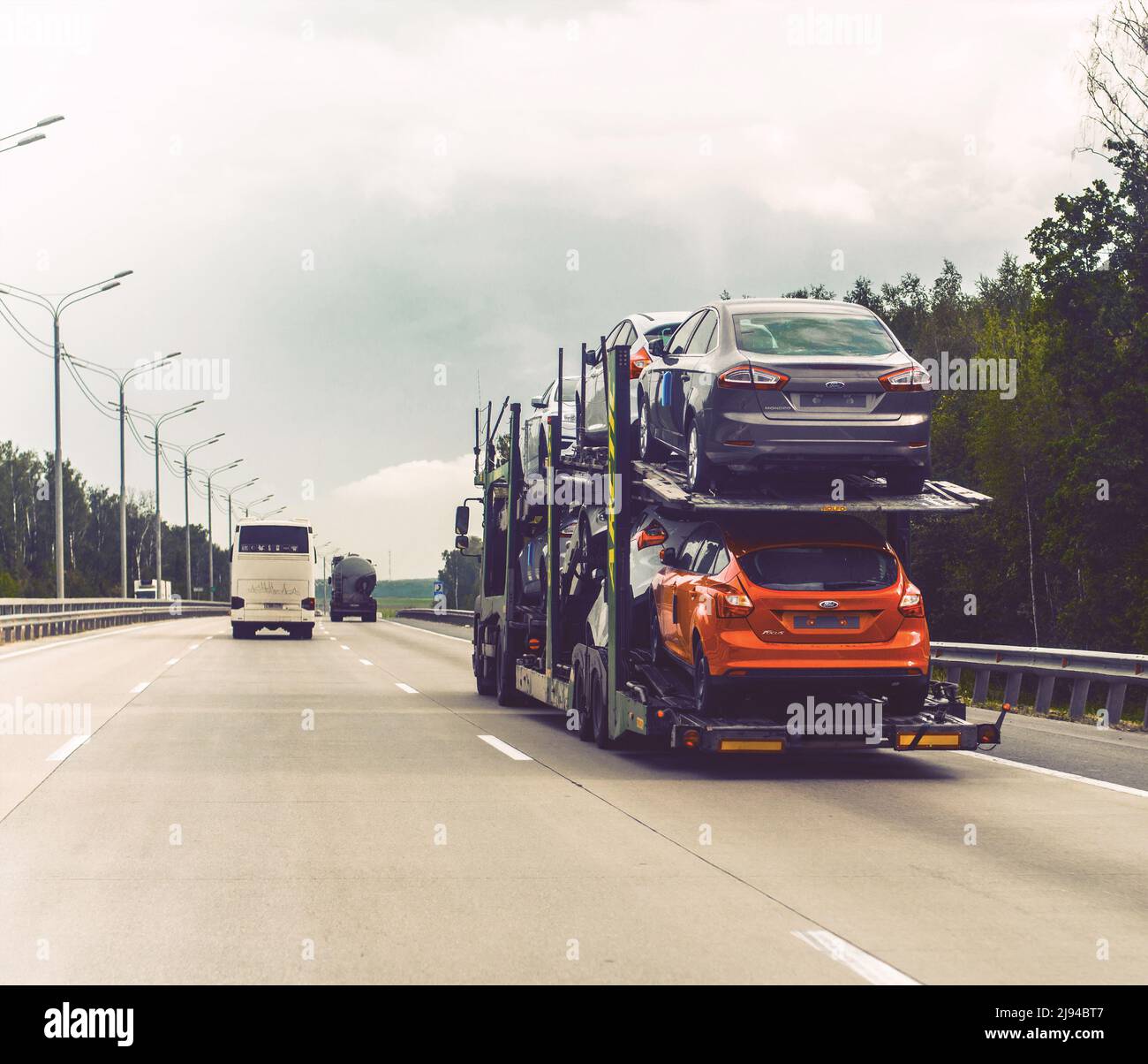 Ford new cars trailer delivery hi-res stock photography and images - Alamy