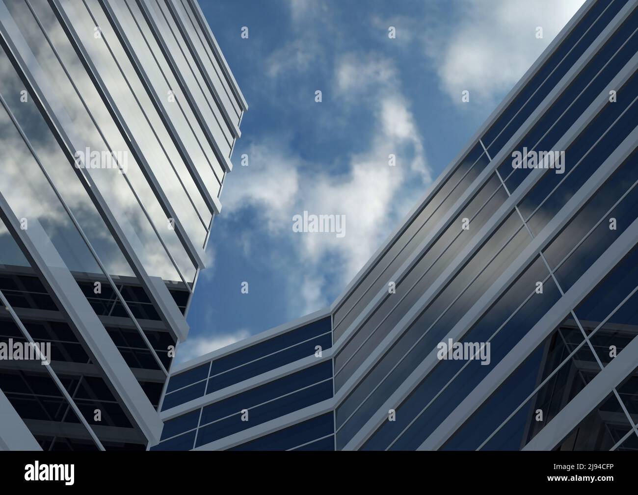 Glass mirror of the facade of buildings. 3D render Stock Photo - Alamy