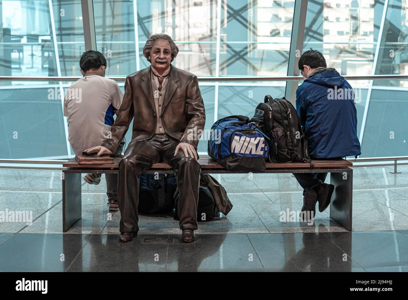 Frankfurt, Germany - 14.07.2021: Albert Einstein statue at Frankfurt airport, Germany Stock Photo