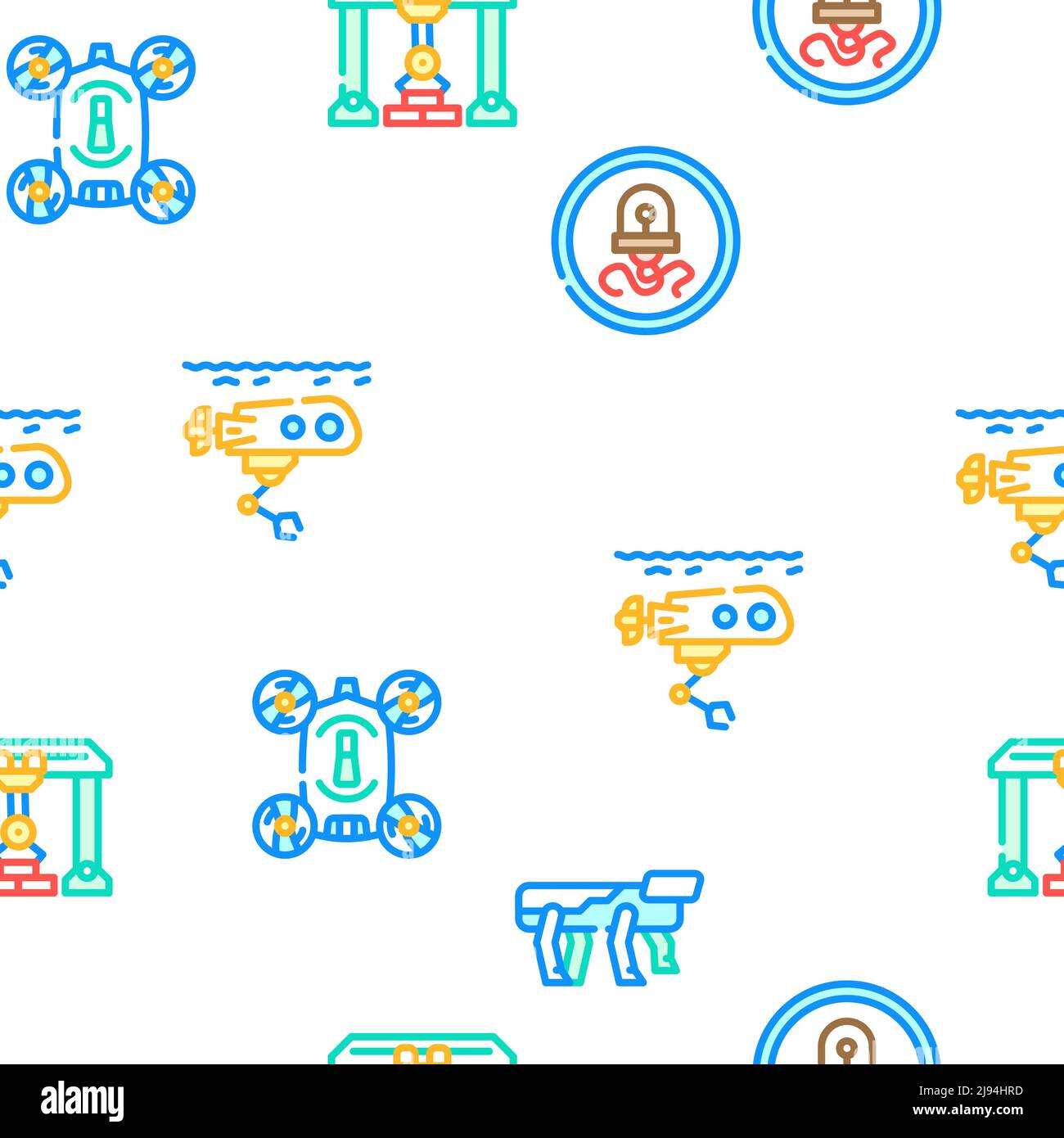 Robot Future Electronic Equipment Icons Set Vector Stock Vector Image ...