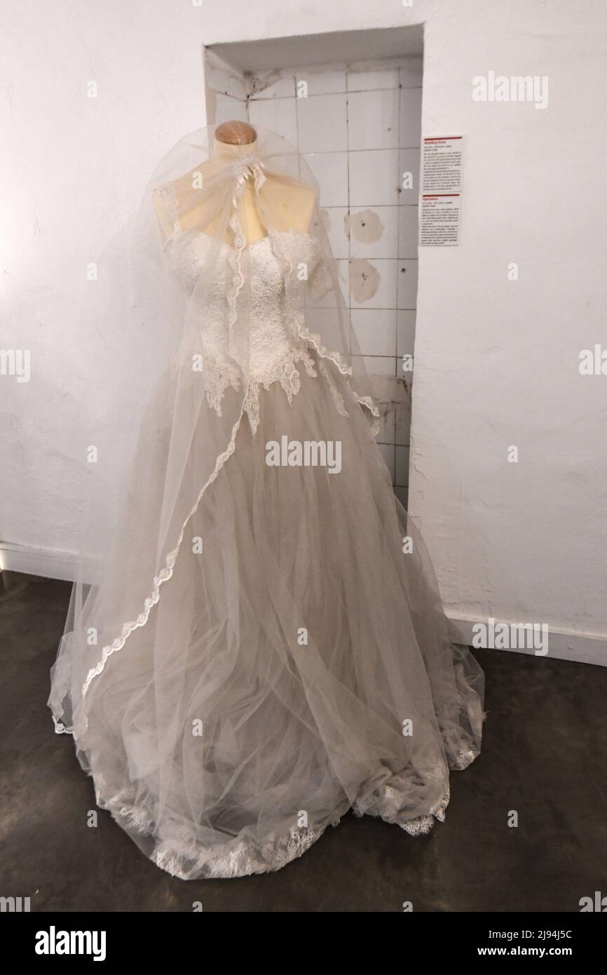 Museum of Broken Relationships wedding dress. Zagreb, Croatia Stock