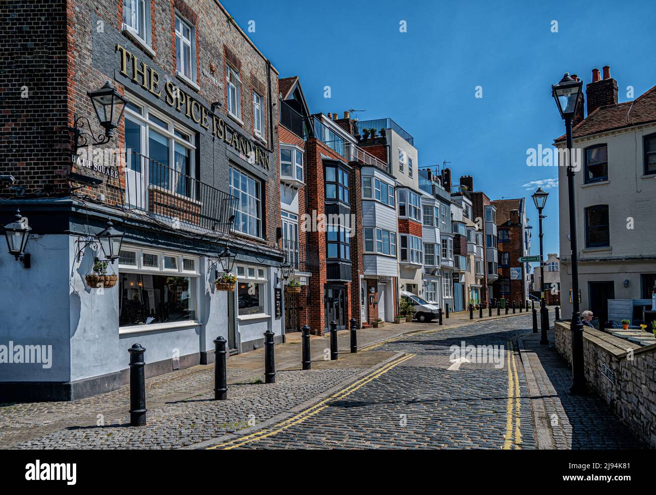 View of the cobbled streets of Old Portsmouth and Spice Island Stock
