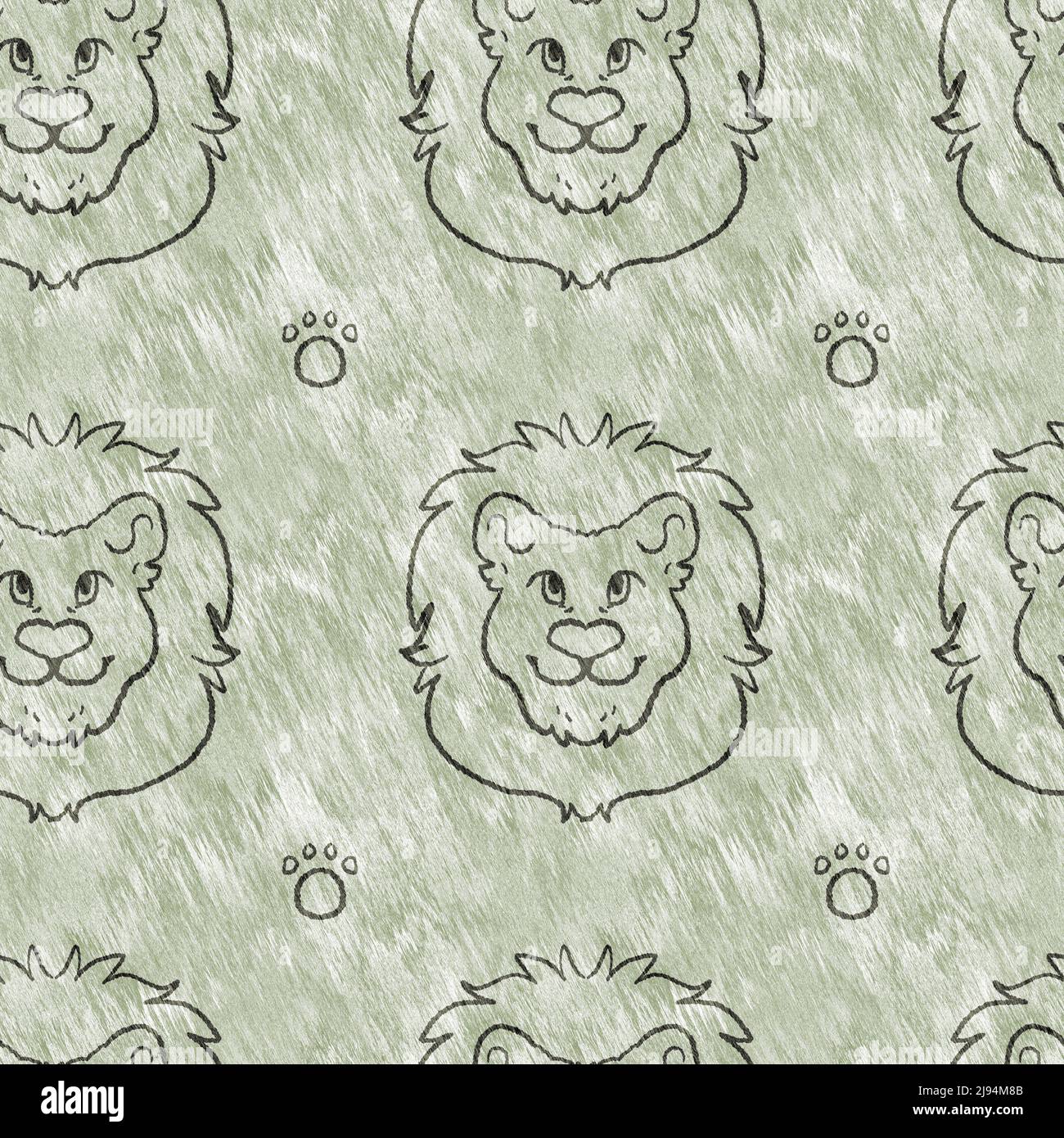 Cute safari lion wild animal pattern for babies room decor. Seamless ...