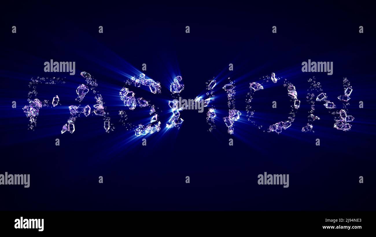Prinable Diamond Rays fashion - text of diamonds with blue light rays, isolated - object 3D ...