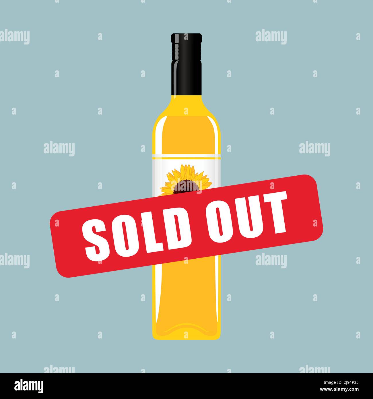sunflower oil bottle sold out sign isolated Stock Vector
