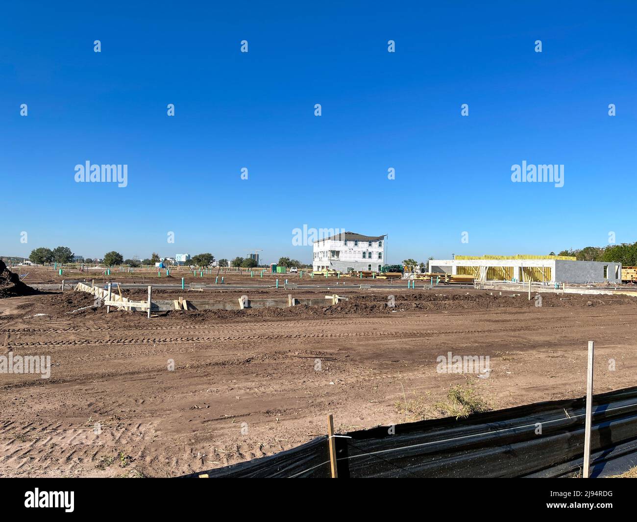 Orlando, FL USA December 9, 2020 A new townhome that is under construction in Laureate Park