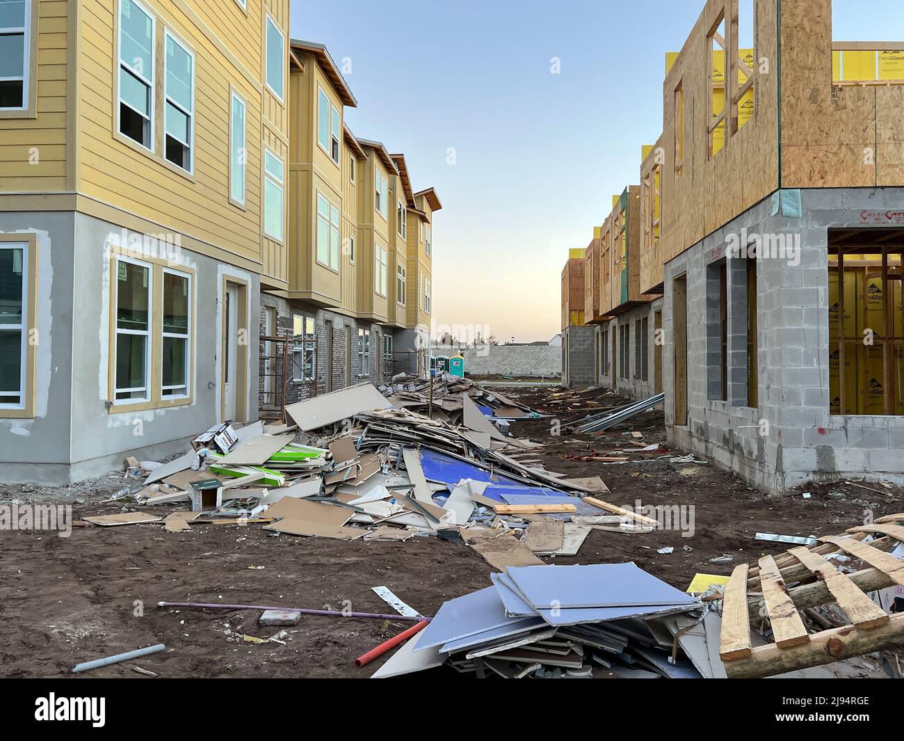 Orlando, FL USA December 16, 2021 A new townhome that is under construction in Laureate Park