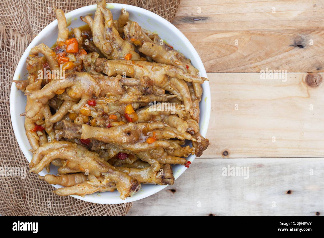 South African township delicacy, cooked chicken feet or walkie talkies