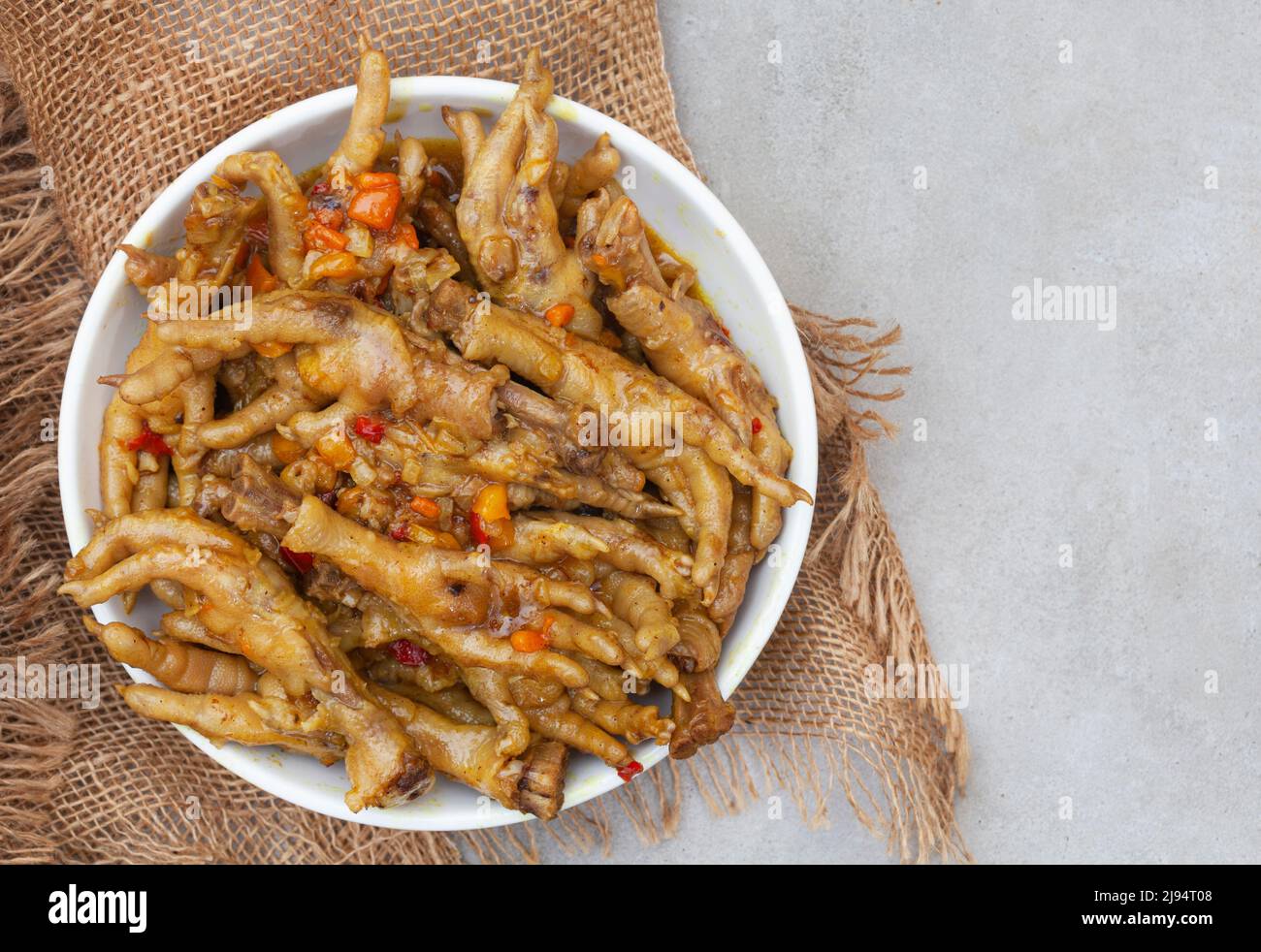 South African township delicacy, cooked chicken feet or walkie talkies