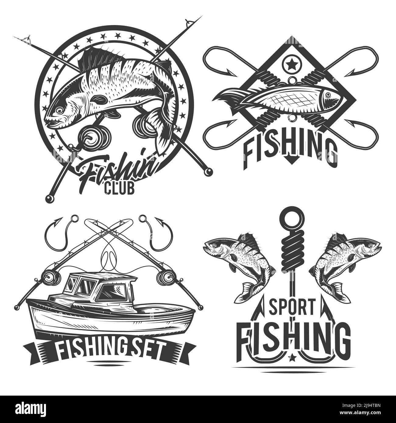 Isolated fishing logos hi-res stock photography and images - Alamy