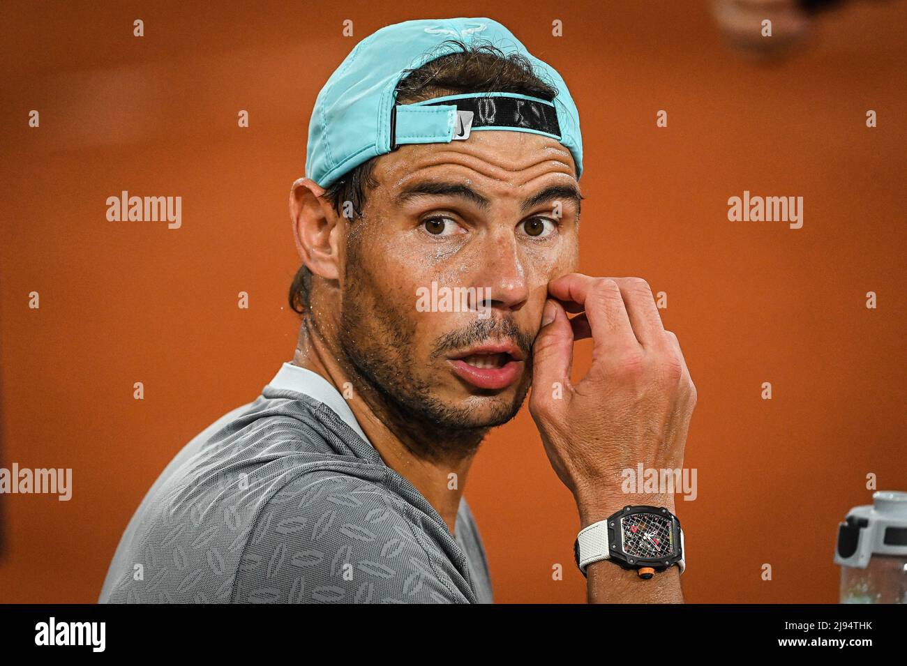 May 20, 2022, Paris, France Rafael NADAL of Spain during a training session of Roland-Garros 2022, French Open 2022, Grand Slam tennis tournament on May 20, 2022 at the Roland-Garros stadium in