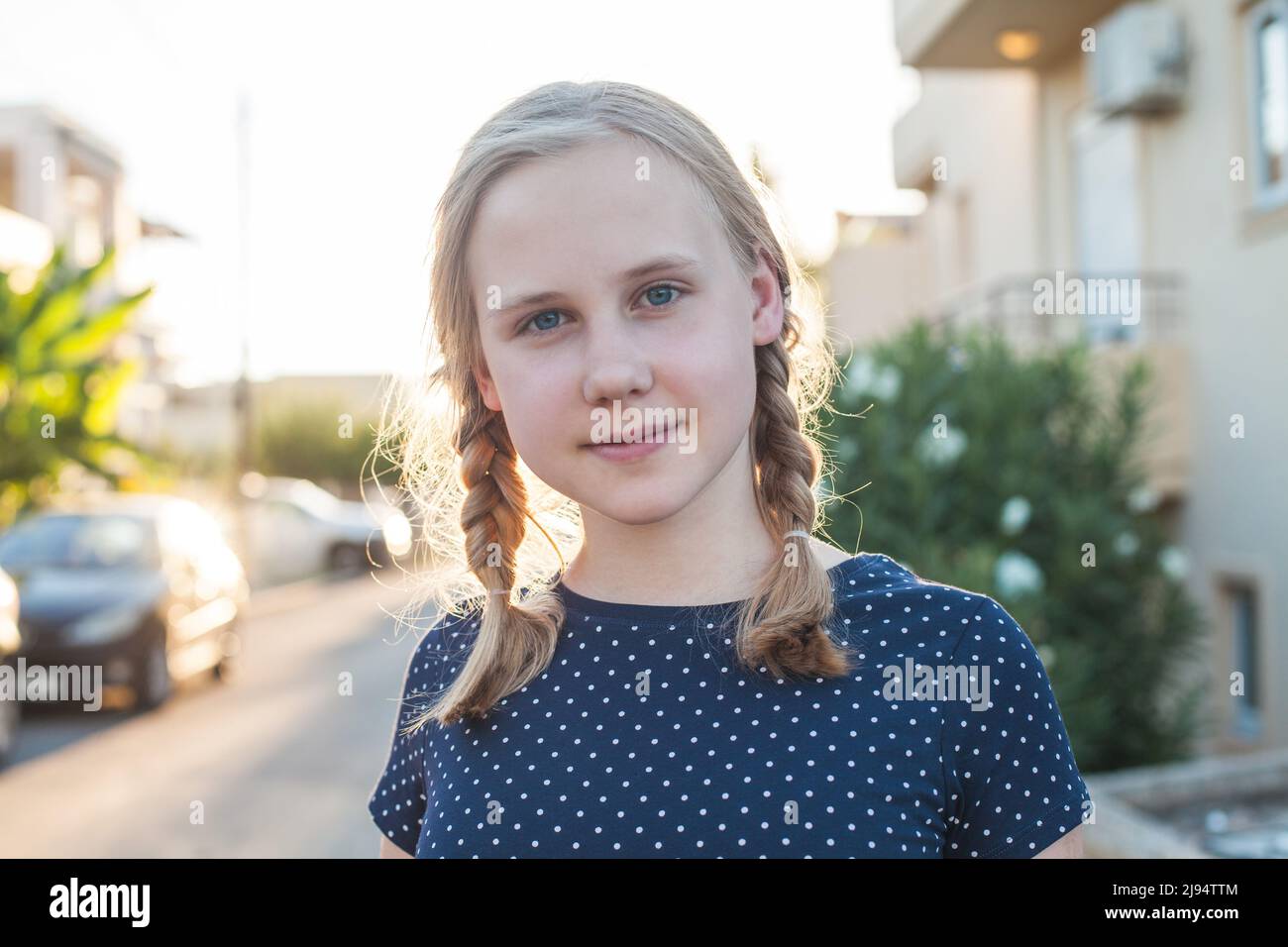 Innocent blonde teen girl outdoors Stock Photo - Alamy