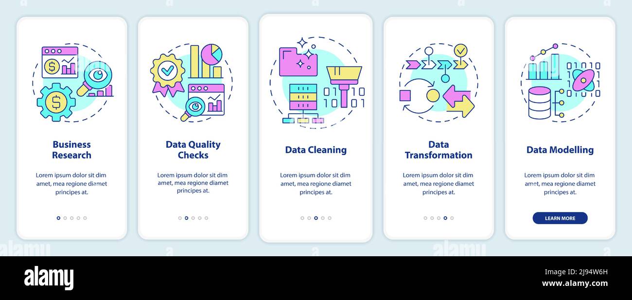 Data mining process onboarding mobile app screen Stock Vector Image ...