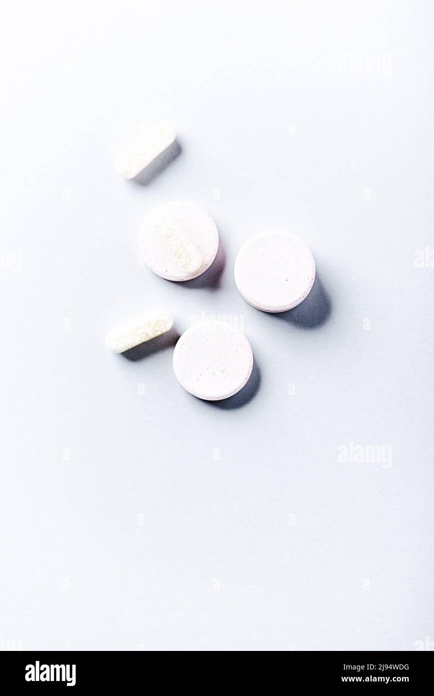 Collagen effervescent Tablets and Vitamin C capsules. Supplements to