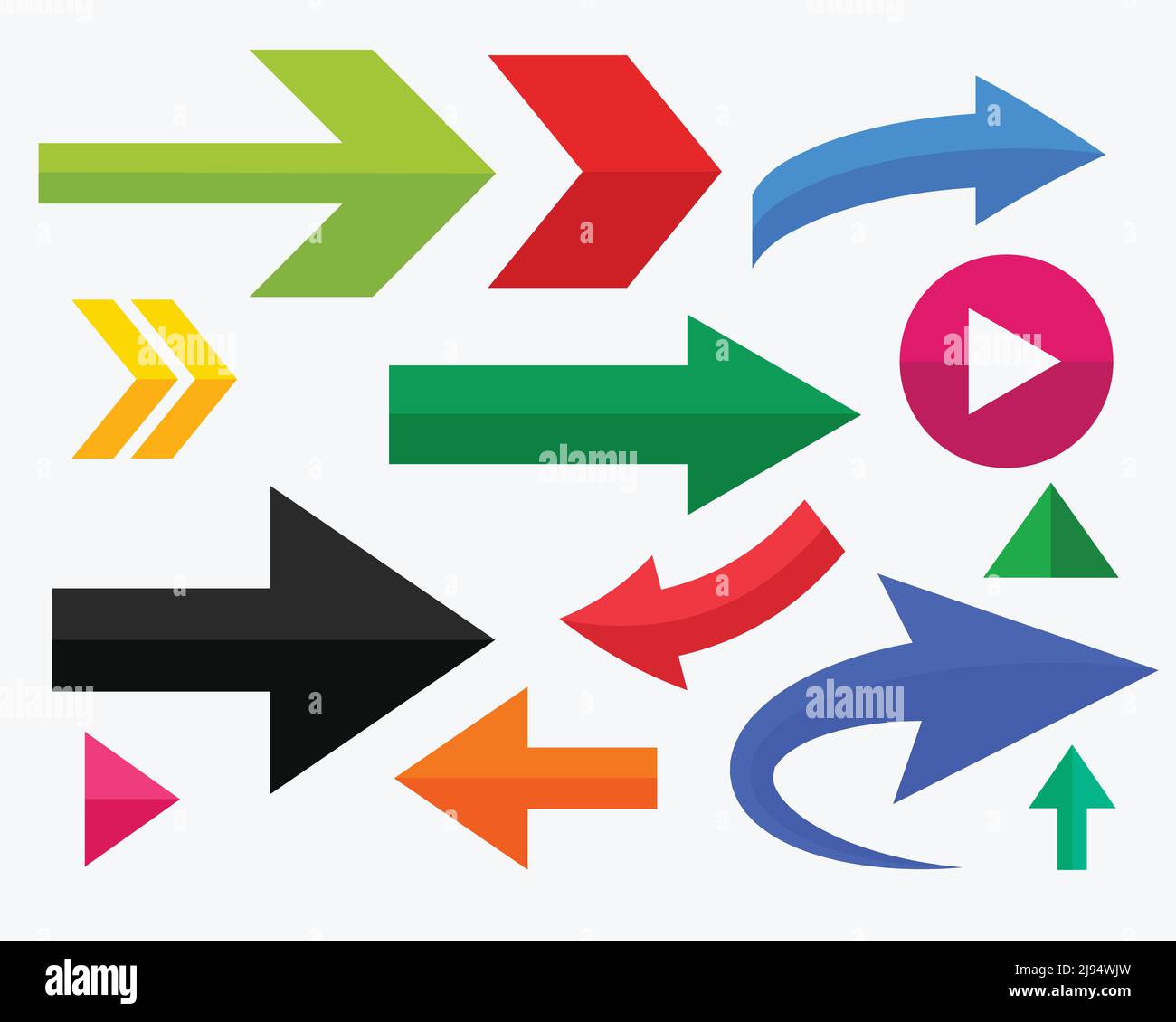 directional arrows set in many colors and shapes Stock Vector Image