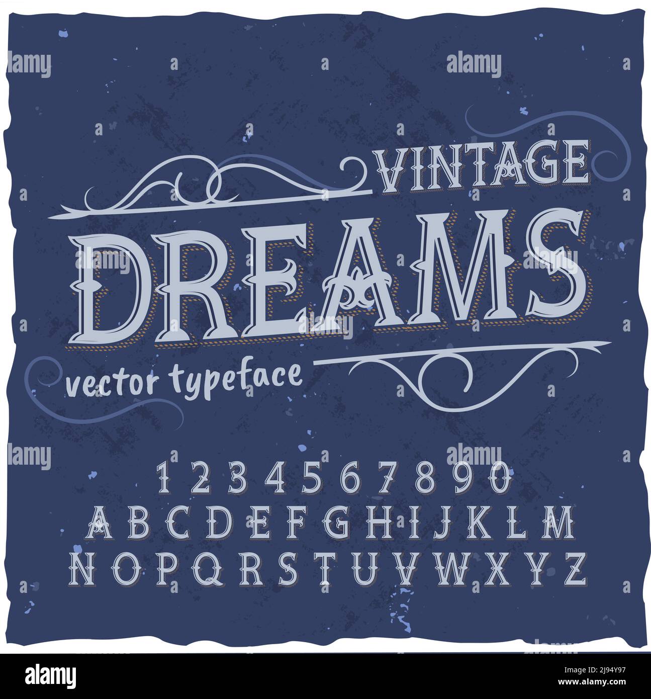 Original label typeface named "Vintage Dreams". Good handcrafted font