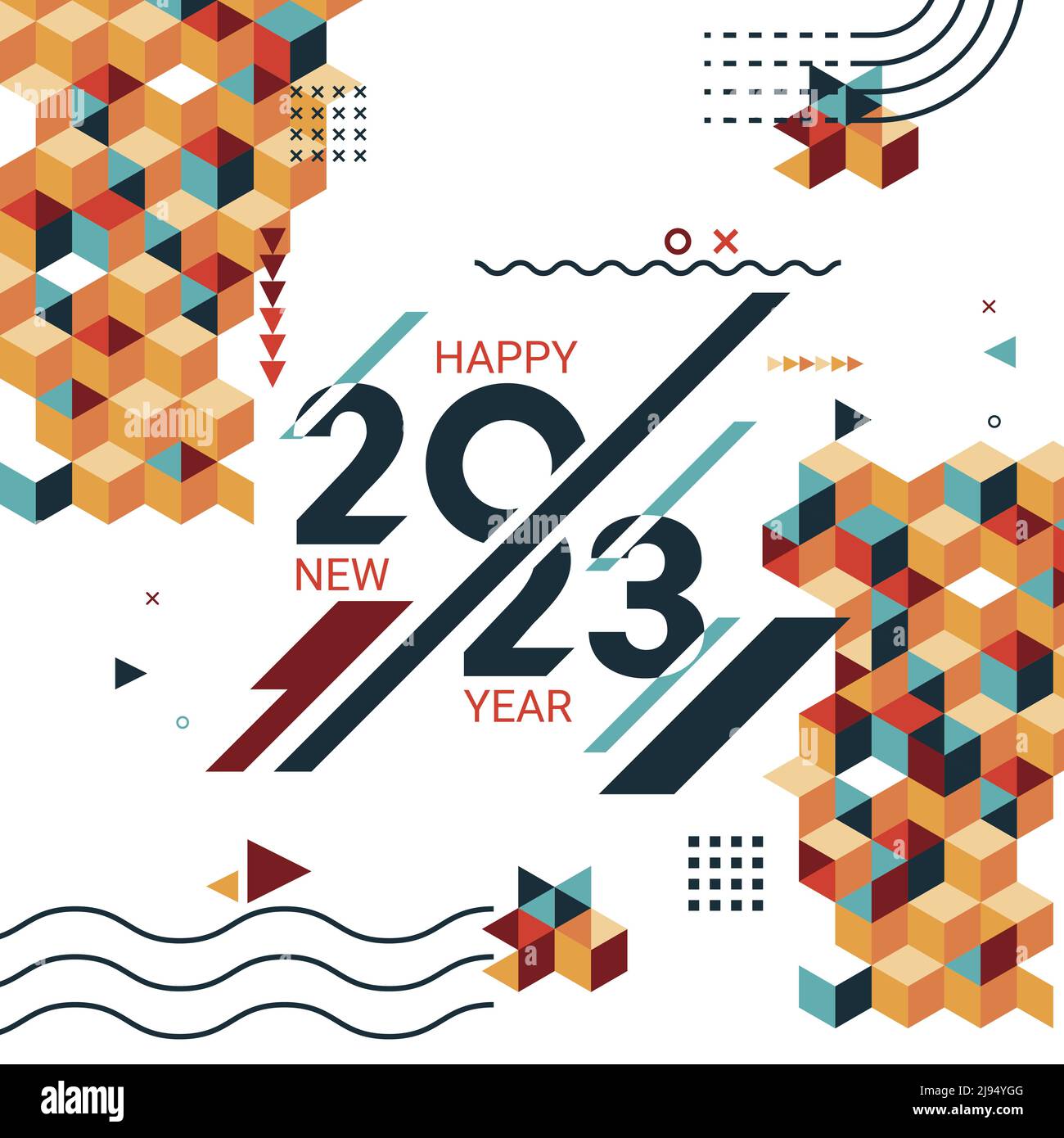 Happy new year 2023 cover with modern geometric abstract background. Happy  new year greeting card banner design for 2023 calligraphy includes colorful  Stock Vector Image & Art - Alamy