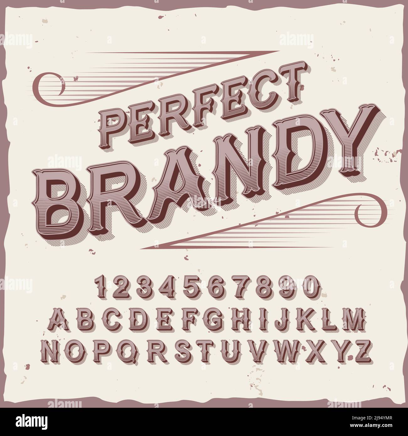 Original label typeface named "Perfect Brandy". Good handcrafted font