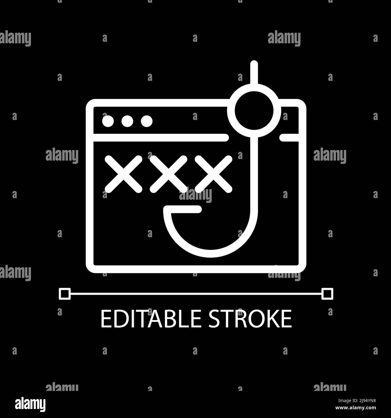 Phishing pixel perfect white linear icon for dark theme Stock Vector ...