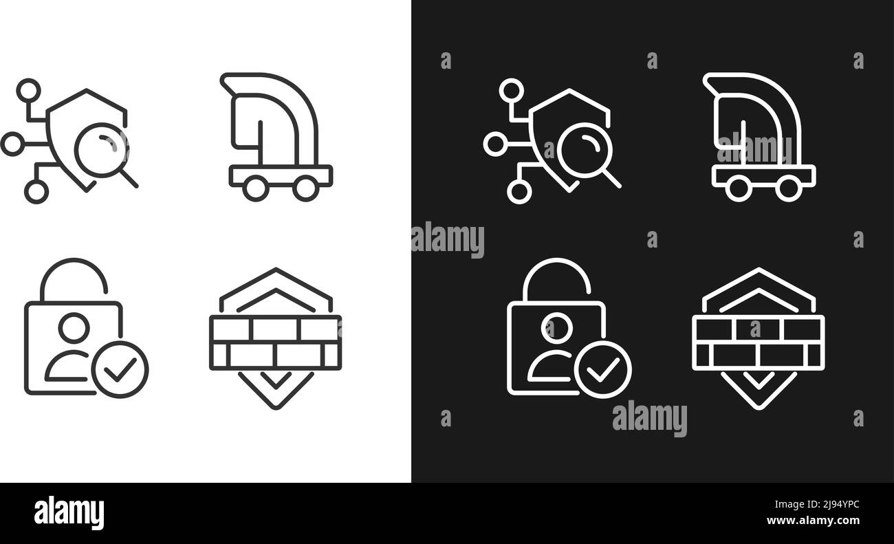 Online security measures pixel perfect linear icons set for dark, light ...