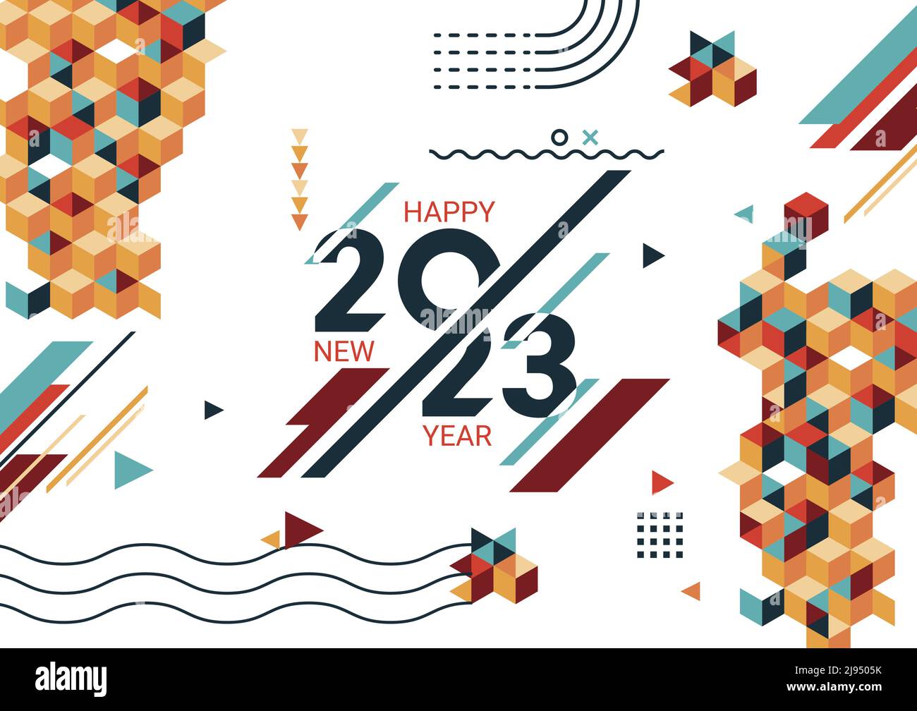 Happy new year 2023 cover with modern geometric abstract background. Happy new  year greeting card banner design for 2023 calligraphy includes colorful  Stock Vector Image & Art - Alamy