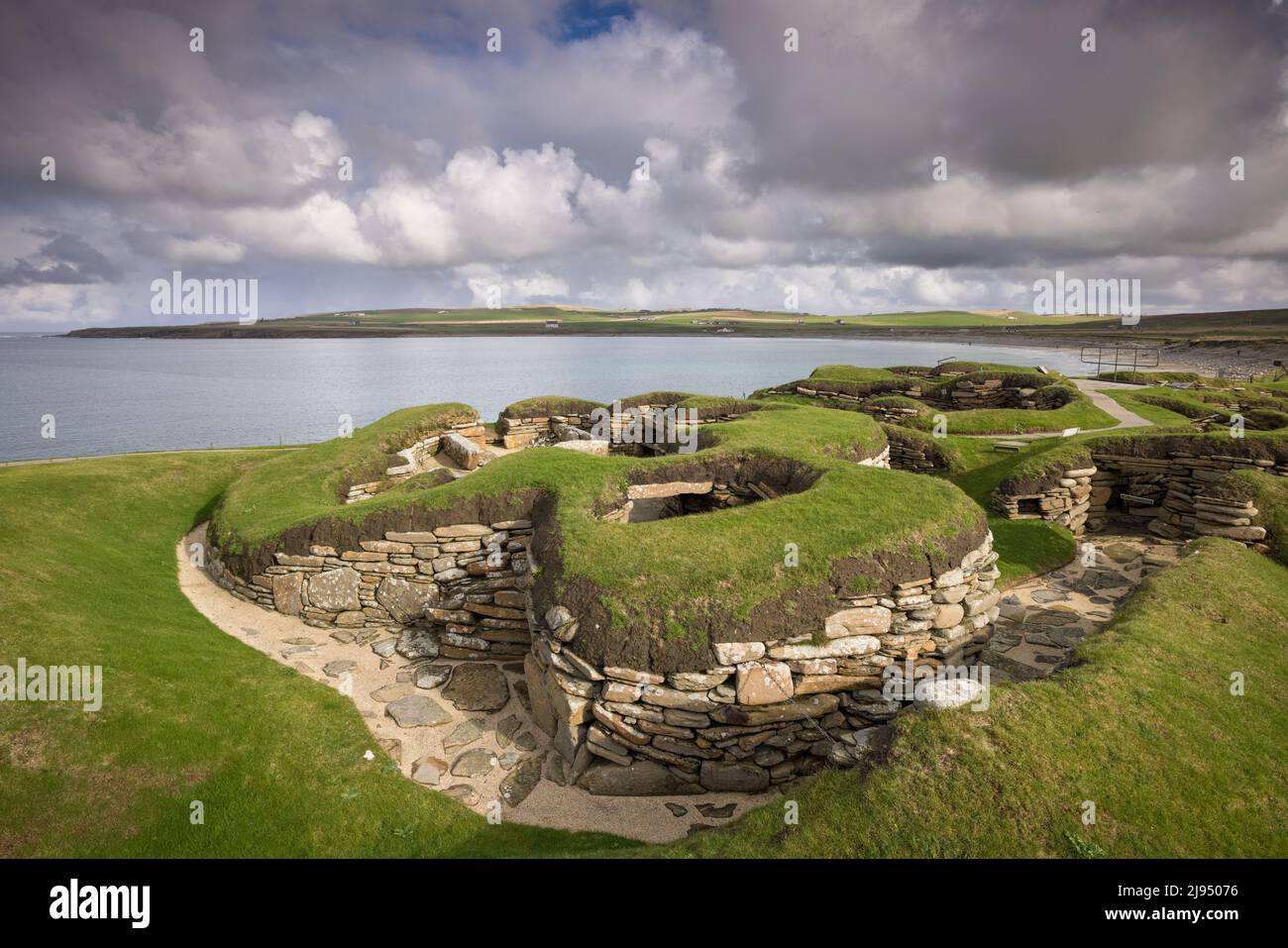 Skara Brae, a stone-built Neolithic settlement, Bay of Skaill, west coast of Mainland Stock Photo