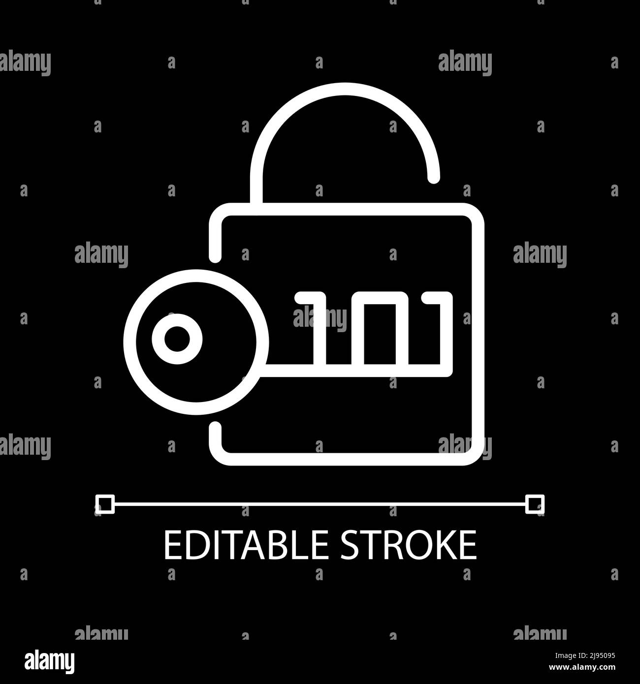 Decryption pixel perfect white linear icon for dark theme Stock Vector ...